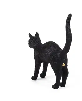 Vnútorné dekoratívne svietidlá SELETTI Stolová LED lampa Jobby The Cat, čierna