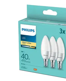 LED osvetlenie Philips SADA 3x LED Žiarovka Philips B35 E14/5W/230V 2700K 