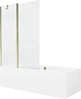 Sprchové dvere MEXEN/S - Cube obdĺžniková vaňa 180 x 80 cm s panelom + vaňová zástena 120 cm, transparent, zlatá 550518080X9412115000