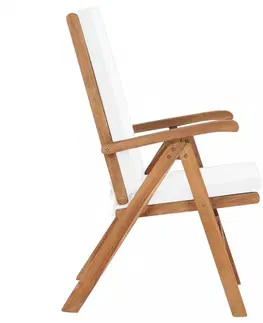 Záhradné kreslá a stoličky Polohovacie záhradné stoličky 2 ks teakové drevo Dekorhome Krémová