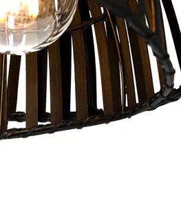 Stropne svietidla Orientálne stropné svietidlo čierne bambusové 30 cm - Pua