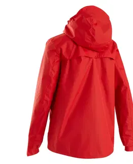 bundy a vesty Detská futbalová bunda do dažďa T500 červená