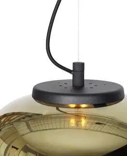 Zavesne lampy Dizajnové závesné svietidlo čierne so zlatým sklom 2-svetlo - Bliss