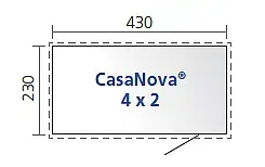 CASANOVA Biohort Záhradný domček BIOHORT CasaNova DUO 430 x 230 (tmavo sivá metalíza) orientace dverí vpravo