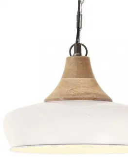 Osvetlenie Závesná lampa biela / mangovníkové drevo Dekorhome 26 cm
