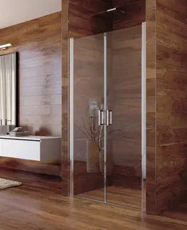 Sprchovacie kúty MEREO - Sprchové dvere, LIMA, dvojkrídlové, lietacie, 80 cm, chróm ALU, sklo Číre CK80513K