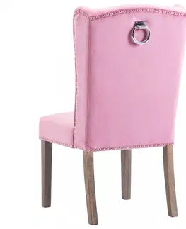 Jedálenské stoličky a kreslá Jedálenská stolička 4 ks zamat / kaučukovník Dekorhome Ružová