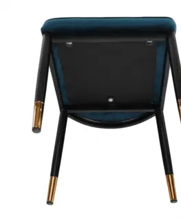 Stoličky Dizajnová jedálenská stolička, petrolejová Velvet látka, EPONA