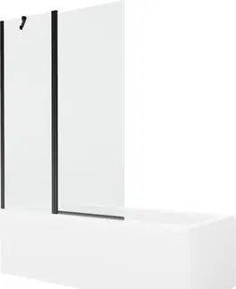 Sprchové dvere MEXEN/S - Cubik obdĺžniková vaňa 170 x 70 cm s panelom + vaňová zástena 120 cm, transparent, čierna 550317070X9412117000