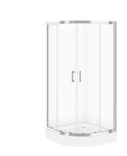 Vane CERSANIT - SET B162 štvrťkruhový sprchovací kút BASIC 90x185, transparent + vanička TAKO 90x16 S601-118