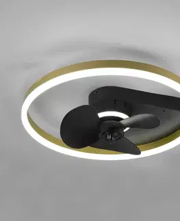 Stropné ventilátory so svetlom Reality Leuchten Stropný ventilátor Borgholm diódy LED, CCT, čierna