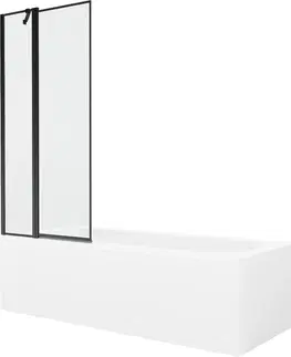 Sprchové dvere MEXEN/S - Vega obdĺžniková vaňa 170 x 70 cm s panelom + vaňová zástena 80 cm, čierna vzor 550117070X9408117070