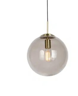 Zavesne lampy Inteligentné závesné svietidlo mosadzné s dymovým sklom 30 cm vrátane Wifi ST64 - Guľa