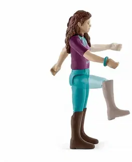 Drevené hračky Schleich 42541 Hnedovláska Lisa s pohyblivými kĺbmi na koni Storm