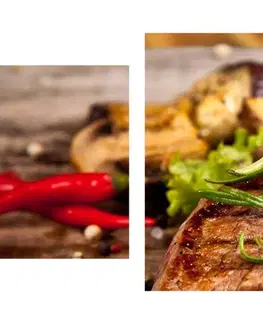 Obrazy jedlá a nápoje 5-dielny obraz grilovaný hovädzí steak