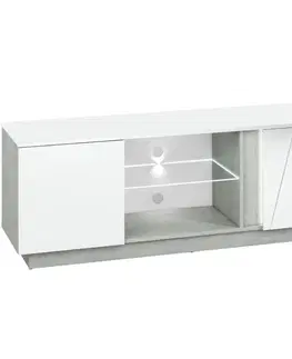 Sektorový nábytok TV skrinka Lumens 09 biely lesk/betón