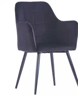 Jedálenské stoličky a kreslá Jedálenská stolička 4 ks zamat / oceľ Dekorhome Čierna