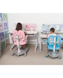 Detské stoly a stoličky Rastúca stolička s podnožou, sivá/ružová, TEJLA