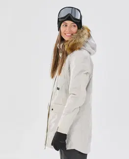 bundy a vesty Dámska snowboardová bunda SNB 500 Ziprotec béžová