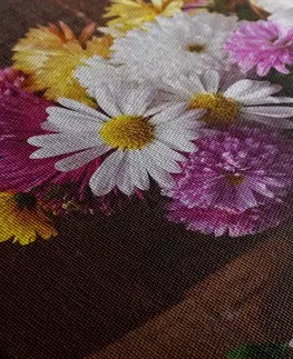 Obrazy kvetov Obraz zátišie s jesennými chryzantémami