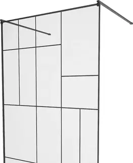 Sprchové dvere MEXEN/S - KIOTO samostatne stojaca sprchová zástena 120 x 200, transparent/čierna vzor 8 mm, čierna 800-120-002-70-78