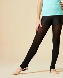 gymnasti Pančuchové nohavice s otvorom na chodidle na modernú gymnastiku pre deti čierne