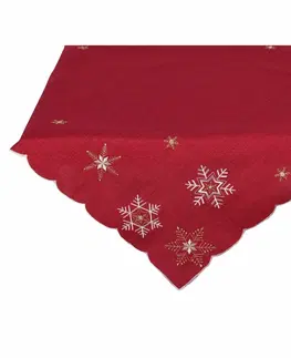 Obrusy Forbyt Vianočný obrus Vločky červená, 85 x 85 cm
