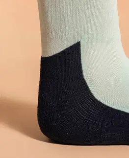 ponožky Jazdecké podkolienky SKS100 bledozelené s bordovými pruhmi