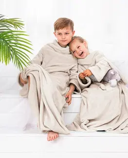 Detské deky Decoking Deka s rukávmi Lazy Kids krémová, 90 x 105 cm
