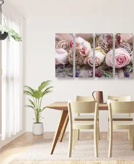 Obrazy kvetov 5-dielny obraz slávnostná kvetinová kompozícia ruží