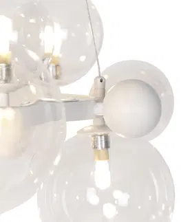 Zavesne lampy Art Deco závesná lampa biela s čírym sklom 12 svetiel - David