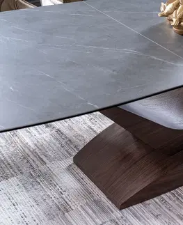 Jedálenské stoly GABINA jedálenský stôl, šedý mramor / orech