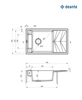 Kuchynské drezy DEANTE DEANTE - Magnetic antracit metalic - Magnetic Granitový drez s odkvapkávačom ZRM_T113