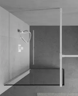 Sprchové dvere MEXEN/S - Kioto Sprchová zástena Walk-in 120 x 90 cm, čierny vzor, biela 800-120-202-20-70-090