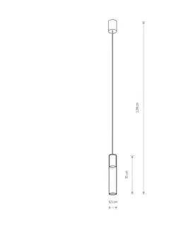 Závesné svietidlá Euluna Cylindrické závesné svetlo, číre/mosadzné, výška 35 cm