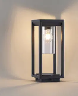 Vonkajšie stojanové svietidlá Lindby Lindby Estami stĺpiková lampa, 35 cm, tmavo-sivá