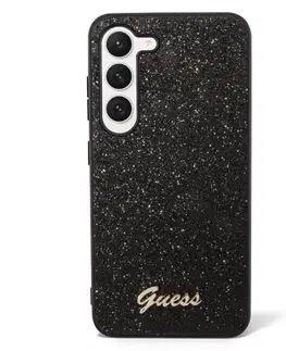 Puzdrá na mobilné telefóny Zadný kryt Guess PCTPU Glitter Flakes Metal Logo pre Samsung Galaxy S23, čierna 57983112866