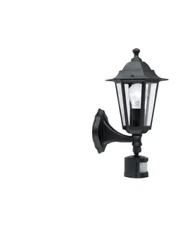 Záhradné lampy Eglo EGLO 22469 - Vonkajšie nástenné svietidlo so senzorom LATERNA  1xE27/60W čierna 
