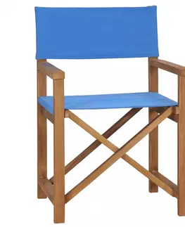 Záhradné kreslá a stoličky Režisérska stolička teakové drevo Dekorhome Modrá