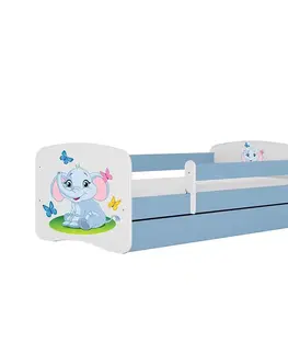 Jednolôžkové postele Detská Posteľ. Babydreams+Sz+M Modrá 70x140 Slon