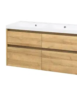 Kúpeľňový nábytok MEREO - Opto, kúpeľňová skrinka s umývadlom z liateho mramoru 121 cm, dub Riviera CN923M