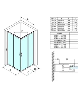 Sprchové dvere GELCO - SIGMA SIMPLY obdĺžniková sprchová zástena 900x800 L/P varianta, rohový vstup GS2190GS2180
