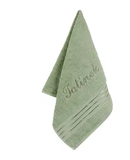 Uteráky Bellatex Froté uterák s výšivkou Tatínek zelená, 50 x 100 cm