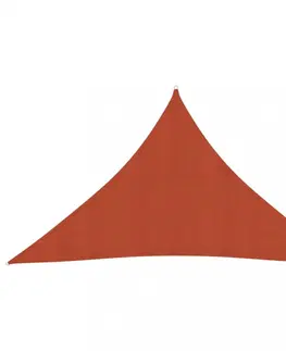 Stínící textilie Tieniaca plachta trojuholníková HDPE 2,5 x 2,5 x 3,5 m Dekorhome Tehlová