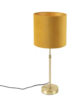 Stolove lampy Stolová lampa zlatá / mosadz so zamatovým odtieňom žltá 25 cm - Parte