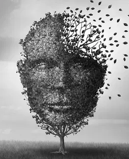 Čiernobiele obrazy Obraz abstraktná tvár v podobe stromu