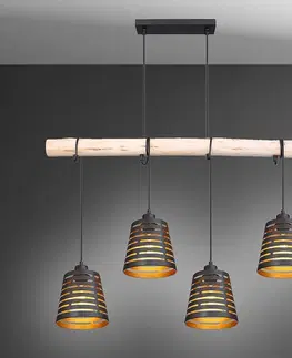 Moderné lampy do obývačky Luster 15451-4H Čierna a zlatá Wood LW4