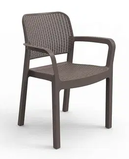 Záhradné stoličky a kreslá DEOKORK Záhradná plastová stolička KARA (cappuccino)