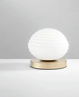 Stolové lampy Eco-Light Stolná lampa Ripple, zlatá farba/opál, Ø 18 cm
