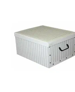 Úložné boxy Compactor Skladacia úložná krabica - kartón box Compactor Anton 50 x 40 x 25 cm, biela / sivá